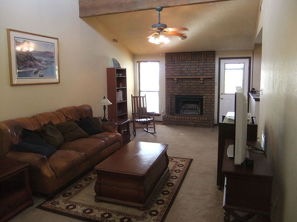 Living room with fireplace.
