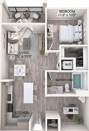 1 BR 1 Bath and Den 1 BR 1 Bath and Den