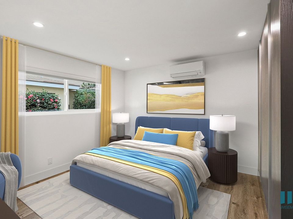 Bedroom with Vinyl Flooring, Recessed Lighting, and Large-Size Window