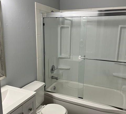 Bath, new flooring and shower door.