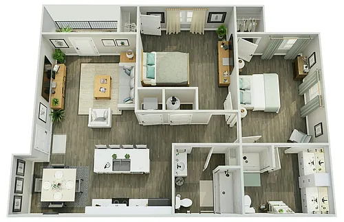 Floor plan 2 Bedroom, 2 Bathroom