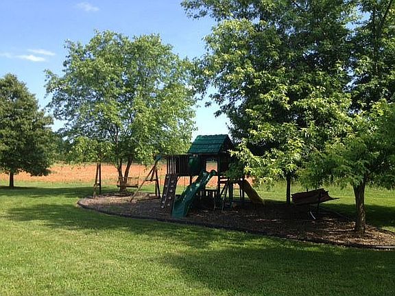 Playset in mulched area