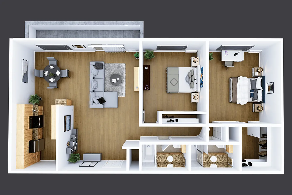Floor plan 2 Bed 2 Bath