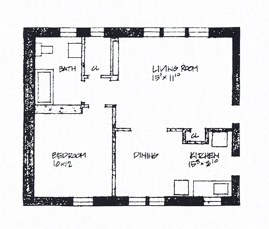 Floor plan 1 Bedroom - 1 Bathroom