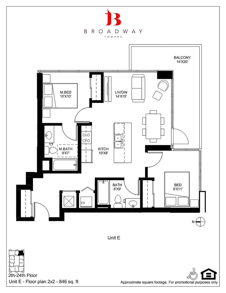 Floor plan Broadway E 2x2