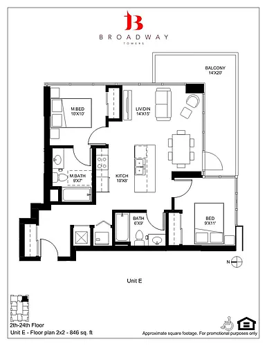 Floor plan Broadway E 2x2