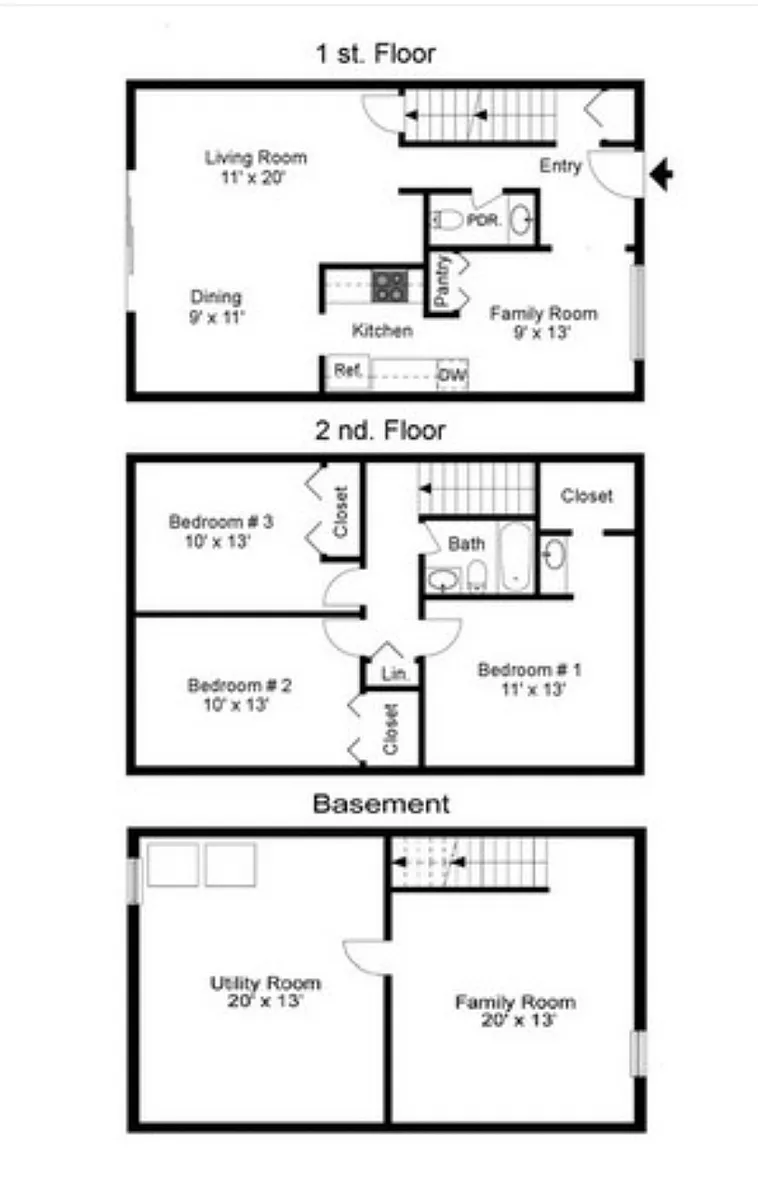 Floor plan 3 Bed Townhome Incl WiFi and TV App