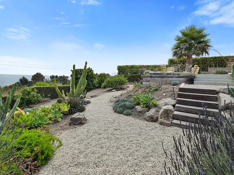 Lush garden with beautifully landscaped surroundings.