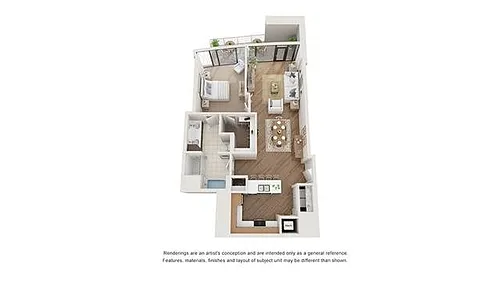 Floor plan 1 BR x 1 BA Flat - C