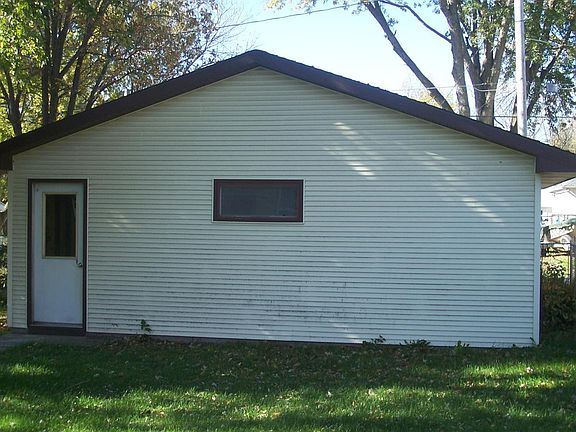 The double car garage is seen here from the backyard.
