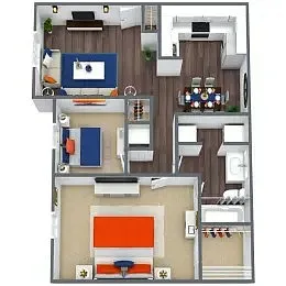 Floor plan 2 Bedroom 1 Bath