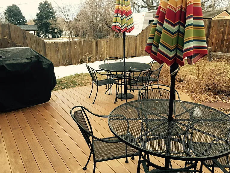 back deck with a view of the lake