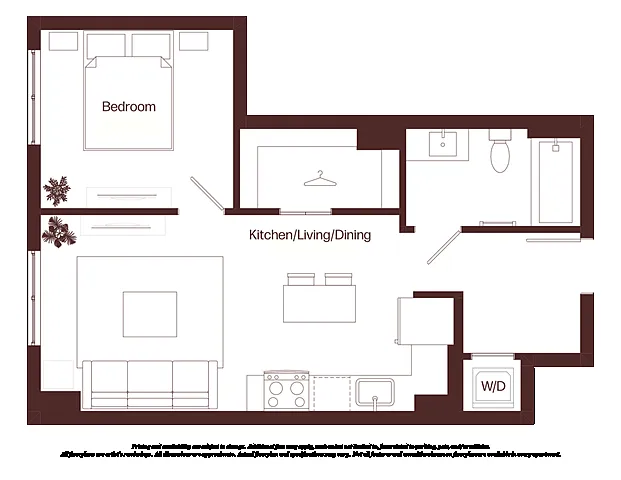 Floor plan 1 Bed - 1 Bath | aj10