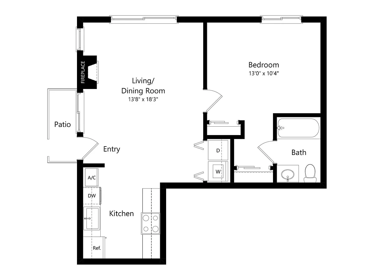 Floor plan Brook 1x1A