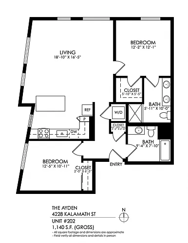 Floor plan 2 Bedroom 2 Bath