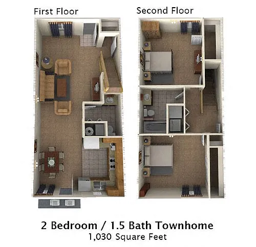 Floor plan Two Bedroom Townhome