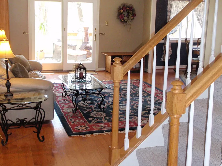 View of Living Room and back sliders.