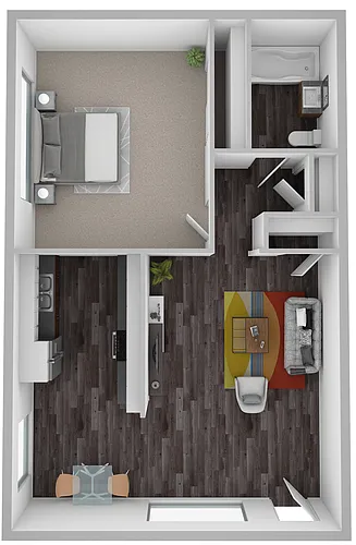 Floor plan Highland IV 1 Bedroom 1 Bath