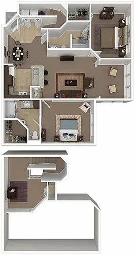 Floor plan B4 Solitaire with Solarium - Two Bedroom, Two Bath