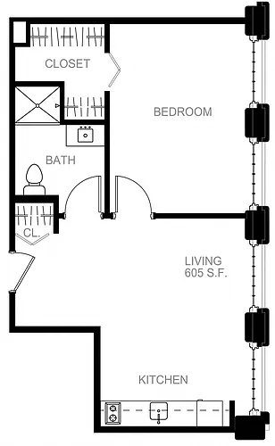 Floor plan 1 Bed/1 Bath-S A22
