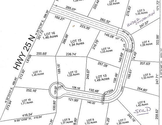 Subdivision Layout HWY 25