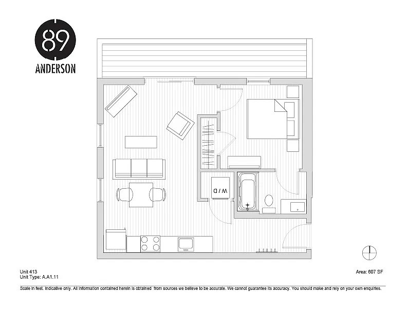 Floor plan 89 Anderson 1 BD Plan K