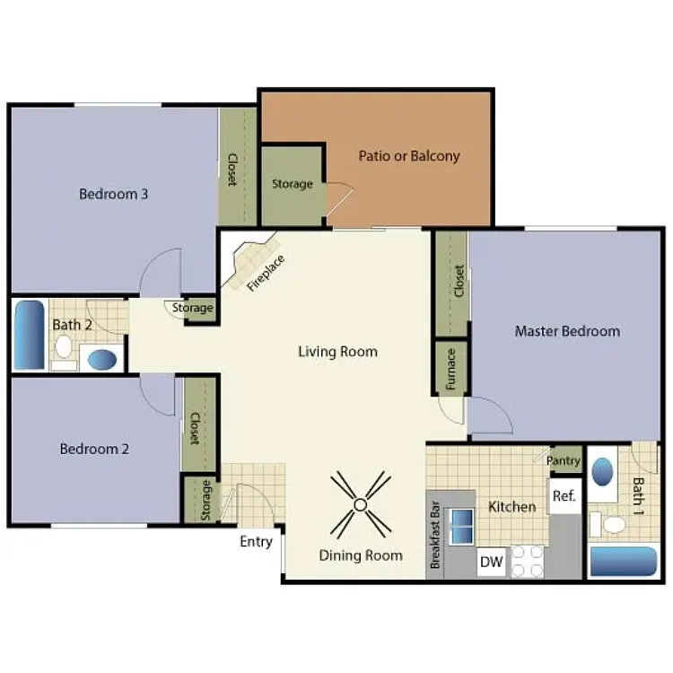 Floor plan 3 Bed 2 Bath