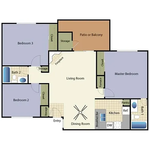 Floor plan 3 Bed 2 Bath