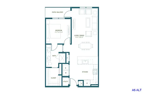 Floor plan A5 ALT | 1 Bed | 1 Bath