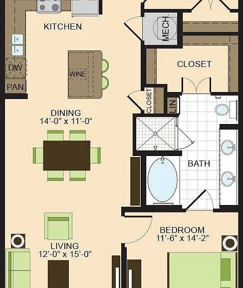 A4 | 1 bed 1 bath | 1086 sq ft A4 | 1 bed 1 bath | 1086 sq ft