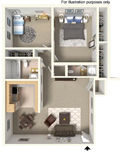 Floor plan A Two Bedroom One and Half Bathroom