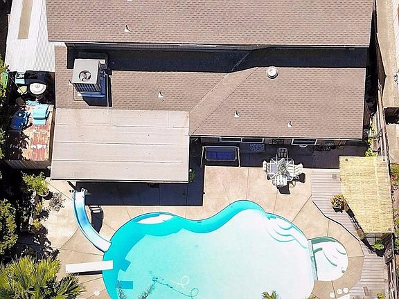 Aerial view of rear of home.