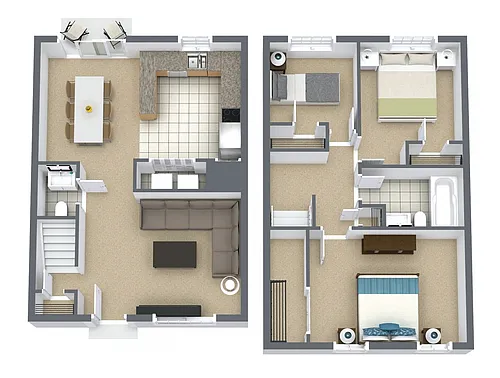 Floor plan 3 Bedroom 1.5 Bath Basement Middle