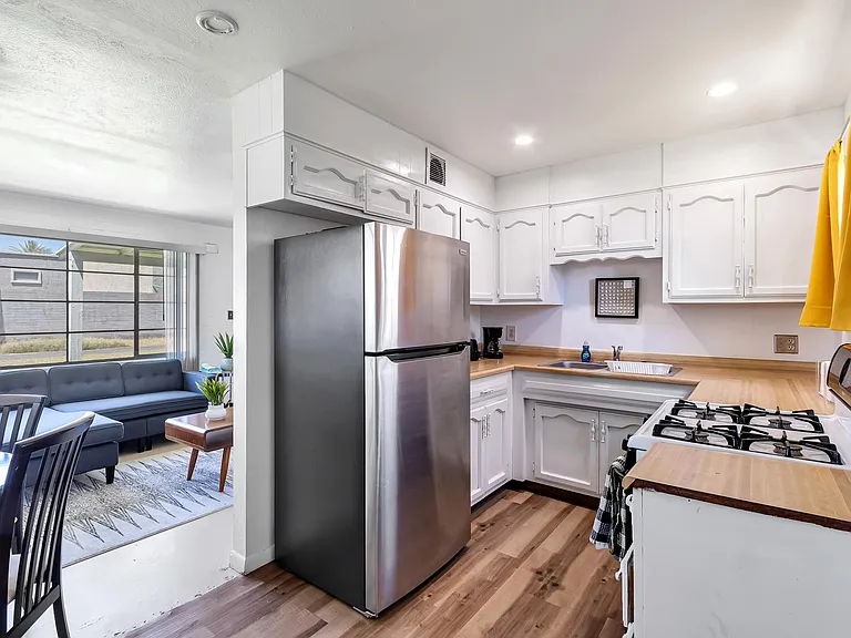 Kitchen with Stainless Steel Refrigerator