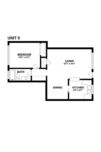 Floor plan 1 Bedroom 1 Bath