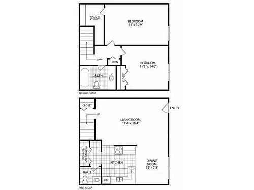 Floor plan Two Bed Townhome