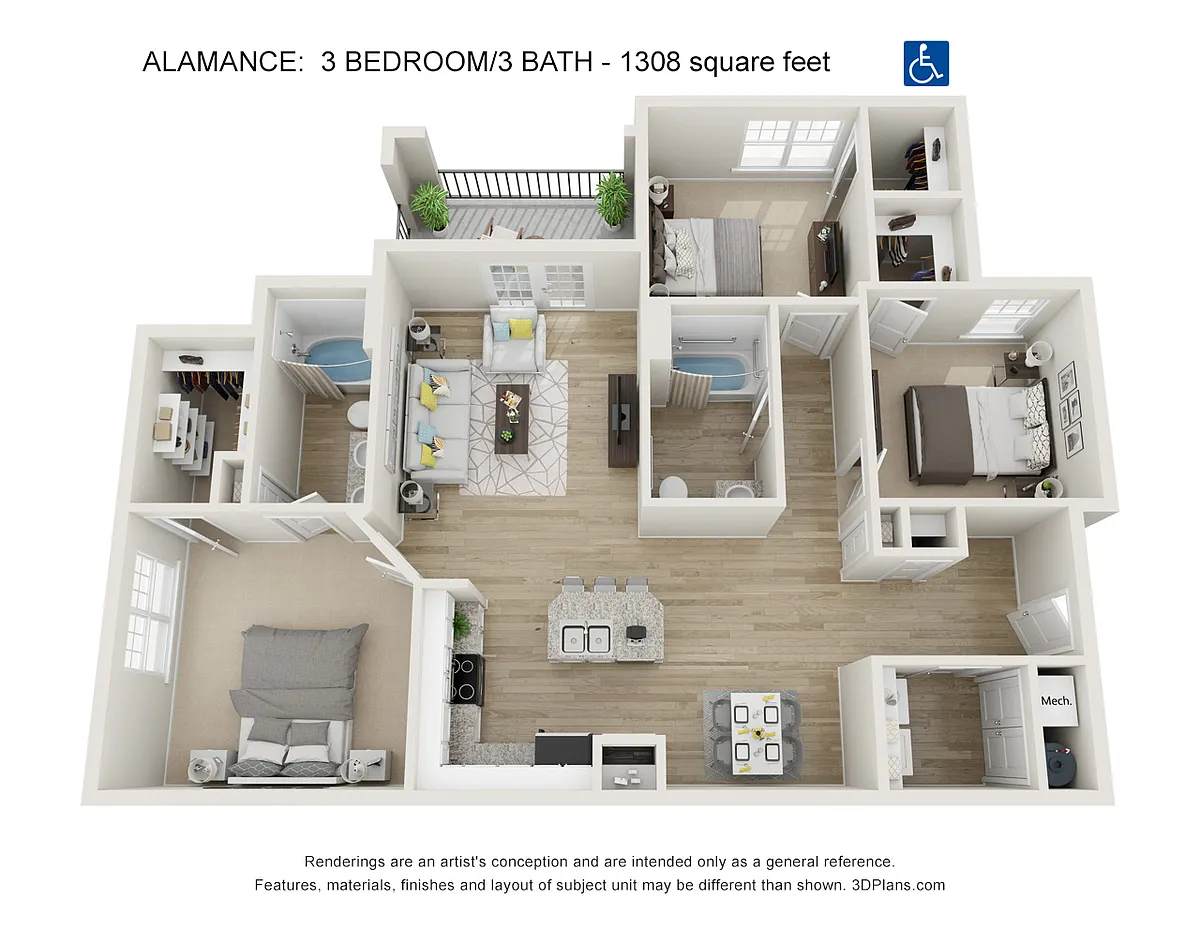 Floor plan 3 Bdrm 2 Bath