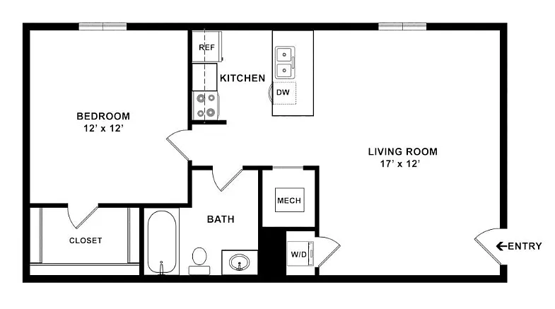 Floor plan 1 Bed 1 Bath