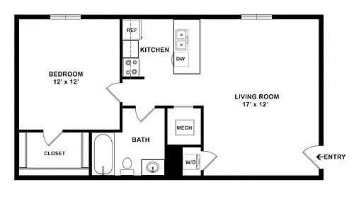 Floor plan 1 Bed 1 Bath