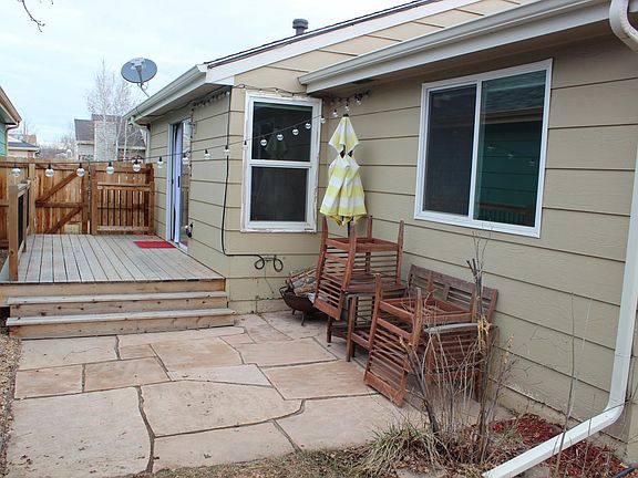 Flagstone patio and wooden deck