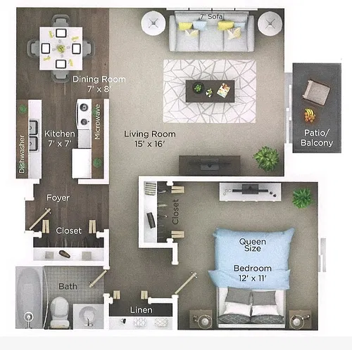 Floor plan 1 Bedroom, Income Restrictions, NOAH