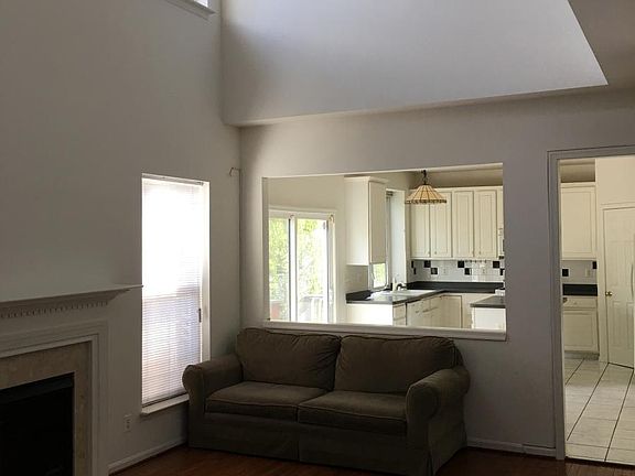 Large family room with vaulted ceiling