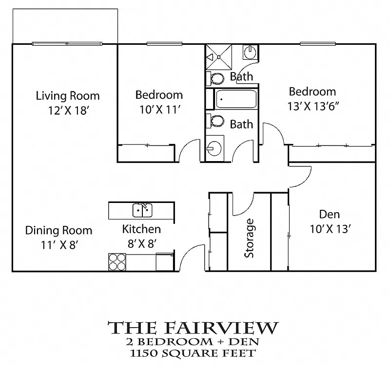 Floor plan Fairview + Den - Renovated