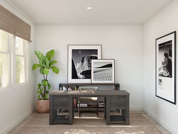 Home office with double barn doors