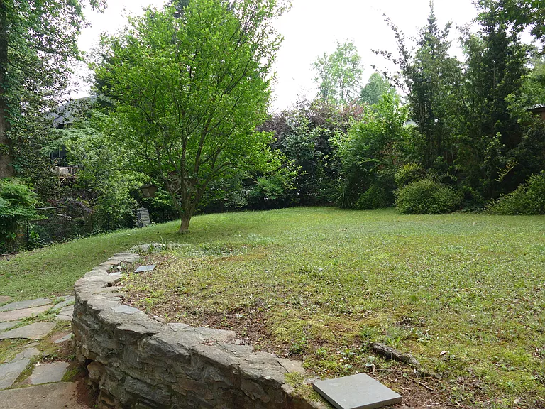 Large fenced backyard.