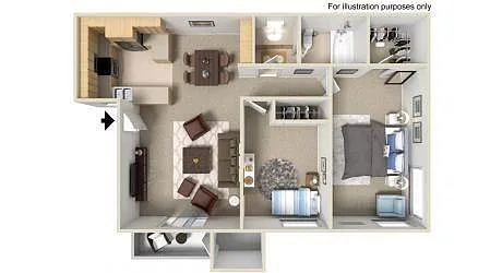 Floor plan 2 Bedrooms 1 Bath / 21A