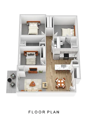 Floor plan Apartment 3 Bedroom 2 Bathroom