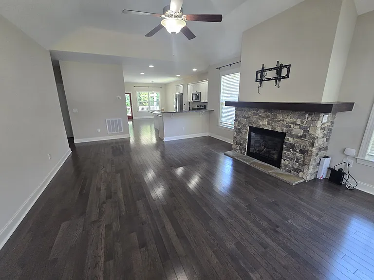 Beautiful rock gas log fireplace