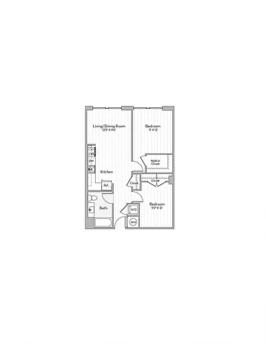 Floor plan 2 Bed/1 Bath JR-BM03