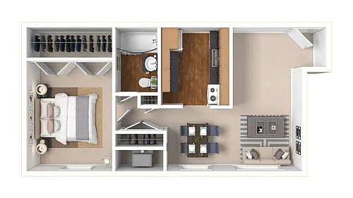 Floor plan 1x1 580 SF